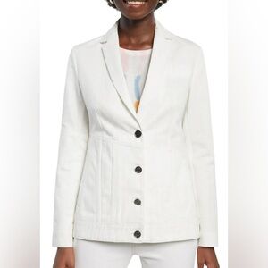 Desigual Hybrid Denim Blazer – Off-White Linen-Cotton Blend (Size 38 / NWT)